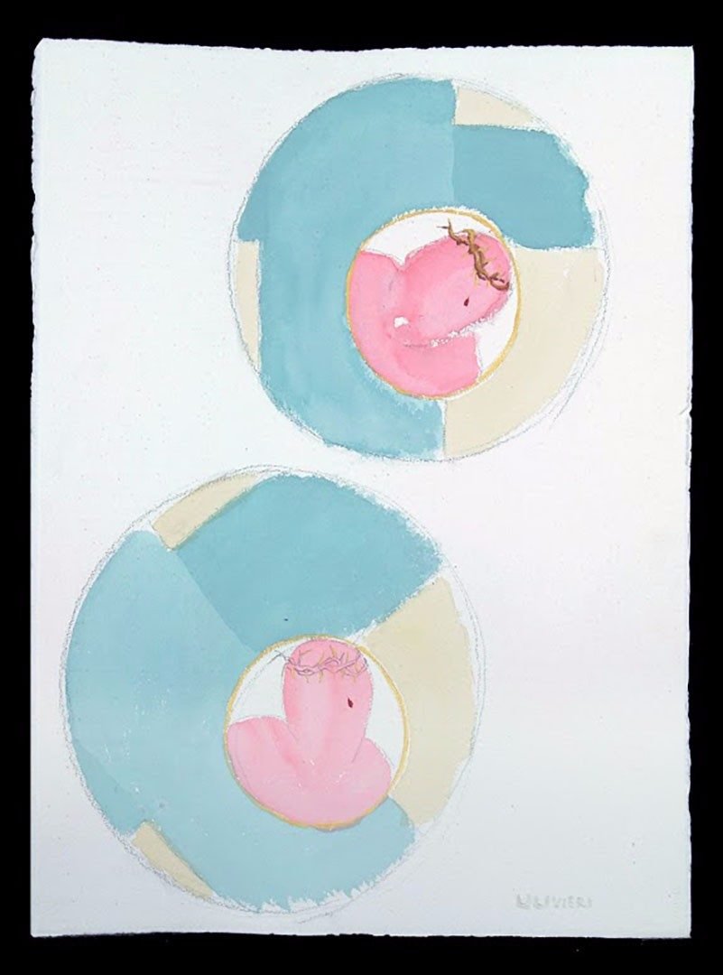 Cenacolo e Crocifissione, Acquarello su carta, 57 × 76 cm (2005)