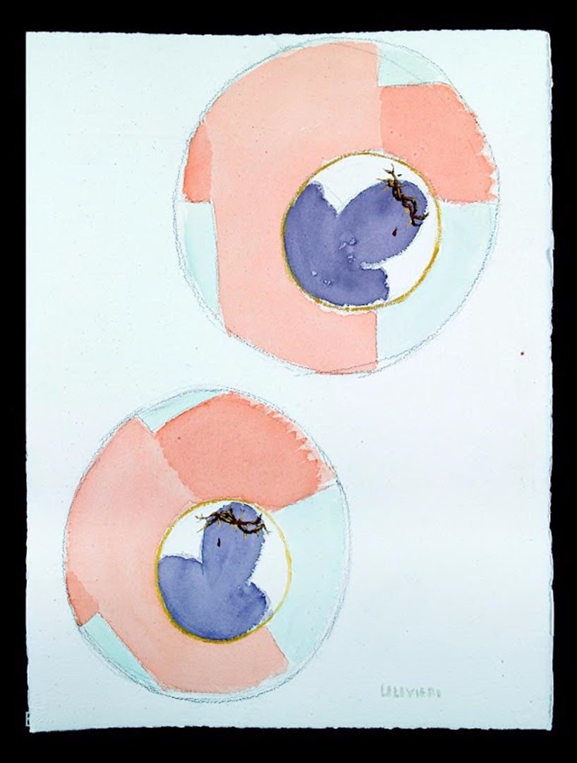 Cenacolo e Crocifissione, Acquarello su carta, 57 × 76 cm (2005)