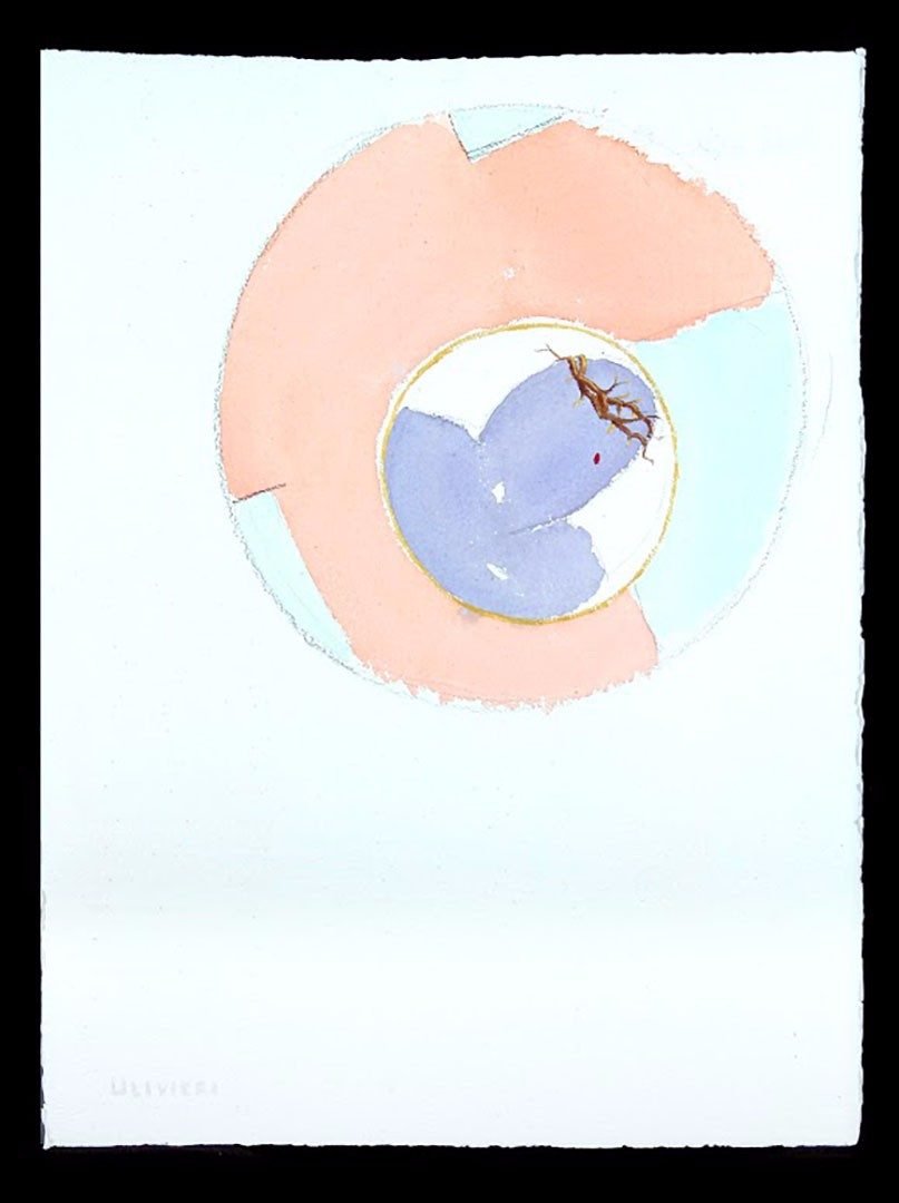 Cenacolo e Crocifissione, Acquarello su carta, 57 × 76 cm (2005)