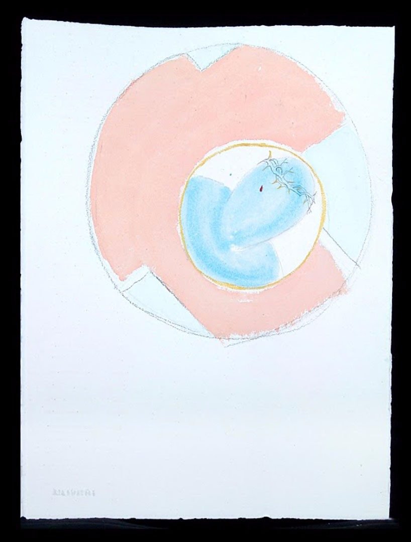 Cenacolo e Crocifissione, Acquarello su carta, 57 × 76 cm (2005)