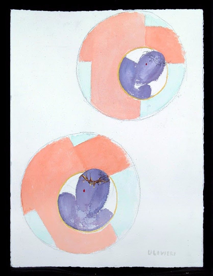 Cenacolo e Crocifissione, Acquarello su carta, 57 × 76 cm (2005)