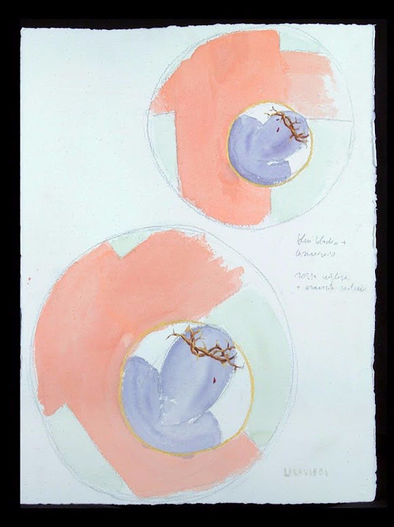 Cenacolo e Crocifissione, Acquarello su carta, 57 × 76 cm (2005)